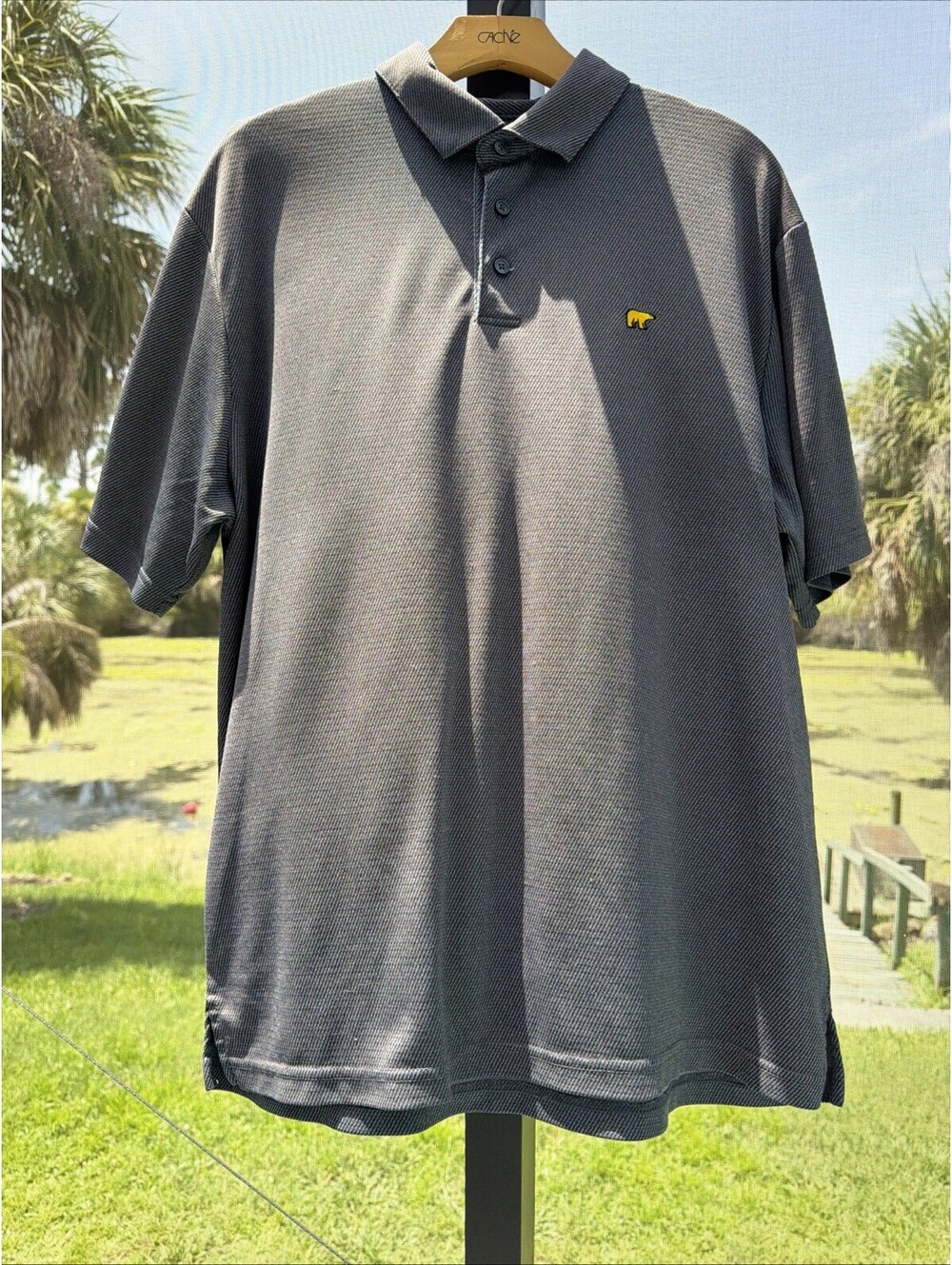 Jack Nicklaus Mens Gray Polo Shirt Golf Bear Logo Size Large